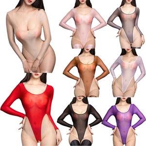 Mujeres Leotardo Sedoso Body Ropa de Club Unitard Ropa Interior Erótica Peluche Transparente Sexy - Imagen 1 de 57