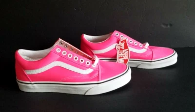 Vans Off the Wall Canvas NEW Womens Bright Pink Lace-Up Sneakers Size 6 - Image 1 of 4