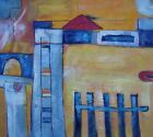 20x24 Safety Fence in Front of Farm House Oil Painting Modern Village