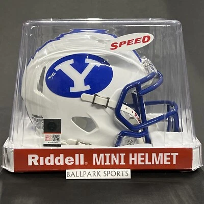 Mini Casco Brigham Young BYU Cougars Velocidad Riddell NCAA Blanco y Azul ¡Nuevo! Foto 1 de 4