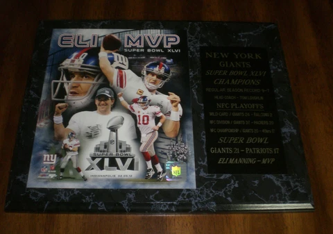 2012 NEW YORK GIANTS SUPER BOWL XLVI CHAMPIONS MVP ELI MANNING PHOTO PLAQUE Cover