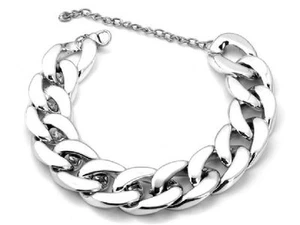 Bracelet chaînette Blogger IMPOSANT Punk couleur argent plastique - Bild 1 von 1