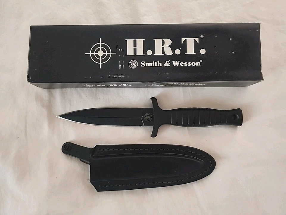 Smith & Wesson SWHRT9B загрузки нож w/черный кожаный чехол - Изображение 1 из 4