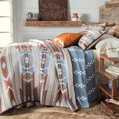 Desert Mesa (Quilt Set) - Southwestern Geometric Aztec - Indigo, Blue, Rust, ... - Image 1 of 4