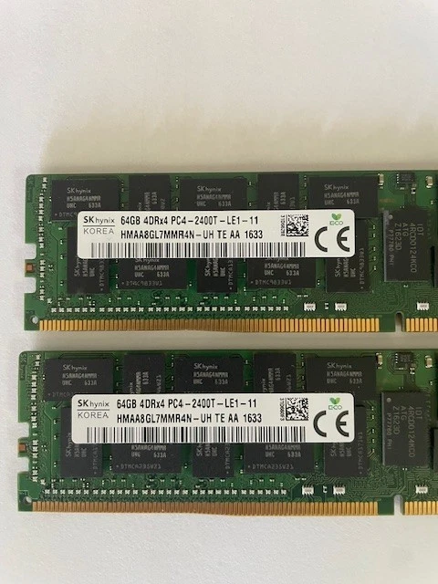 SK Hynix 64GB 4DRx4 PC4-2400T LRDIMM Server Memory (HMAA8GL7MMR4N-UH) TE AA-1633 - Image 1 of 3