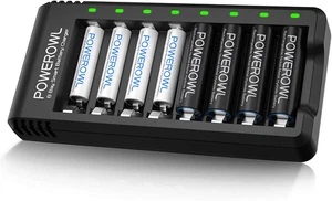 Rechargeable AA & AAA Ni-Mh Batteries with USB Fast Charger, 8 Slots - Picture 1 of 12