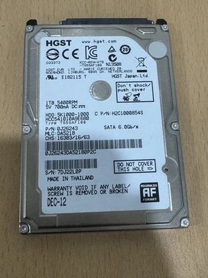 HGST 0J26213 1TB 5400RPM 6Gbps 2.5" SATA HDD Hard Drive - Image 1 of 2