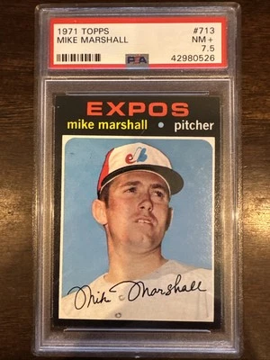 1971 Topps Baseball Mike Marshall #713 Short Print PSA 7.5 NM+ Montreal Expos - Image 1 of 4