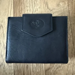 Cartera Buxton Grano Superior Cuero de Vaca Negra Bloqueo de Beso Monedero Doble Pliegue - Imagen 1 de 13