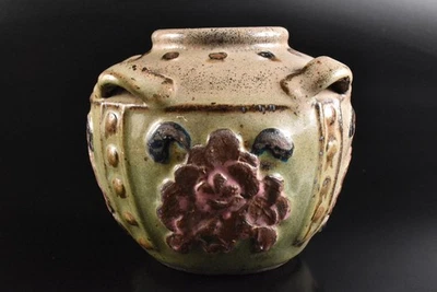 U9284: XF Florero Esmalte Cinabrio Chino Florero Escultura Ikebana Foto 1 de 4