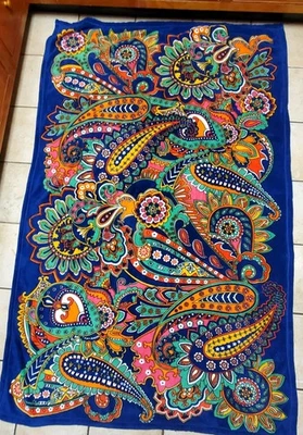 Vera Bradley Blue Vibrant Orang Yellow Paisley Throw Blanket 80X50  - Image 1 of 4