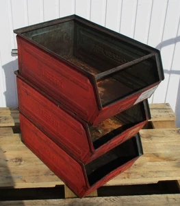 3x Lager Sichtbox Blech Box Metall Stapelbox Werkstatt Loft Vintage Markenware - Bild 1 von 4
