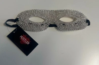 Máscara de olho prata strass com alça preta (Hustler) tamanho único, nova com etiquetas - Imagem 1 de 2