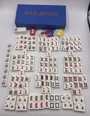 VTG 166 Tile Mah-Jongg Game Of 4 Winds Portable Vinyl Case Complete + Xtra Book - Image 1 of 4