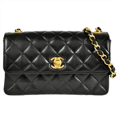 Bolso de Hombro Chanel Mini Matelasse Cadena Cuero Negro r0_1126 Foto 1 de 4