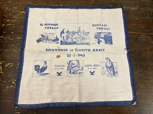 Souvenir of Eight Army 23-1-1943 El Alamein-Tobruk -Foulard in cotone con stampe - Foto 1 di 2