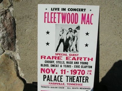 Póster de concierto Fleetwood MAC Rare Earth Palace Theater Nashville 1970 14x22 nuevo Foto 1 de 2