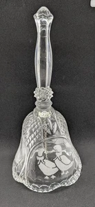 Vintage Clear Glass With Frosted Ducks Design 8" Tall Bell - Picture 1 of 2