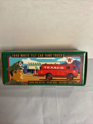 ERTL Texico, 1949 White Tilt Cab Tank Truck Diecast Collectors Bank 1996 NIB - Image 1 of 3