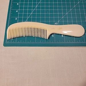 Vintage 80er Jahre entwirrender breiter Zahn Taschenkamm Griff Salon Styler cremeweiß - Bild 1 von 3