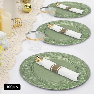 100 Pack Charger Plates 13 Inch Round Charger for Dinner Plates Party Dinning - Picture 1 of 18