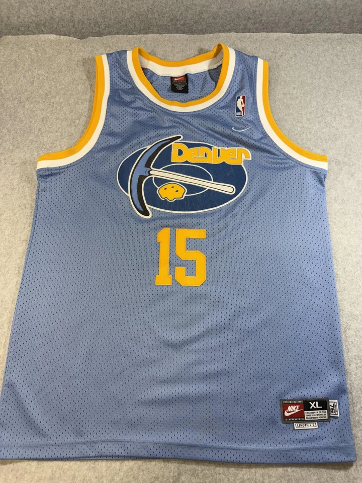 Denver Nuggets Jersey XL Blue Yellow NBA Basketball Carmelo Anthony 15 Nike - Image 1 of 4