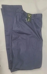Neu mit Etikett Berle Anzughose für Herren 54L ungesäumt marineblau 100 % Baumwolle klassische Passform - Bild 1 von 6