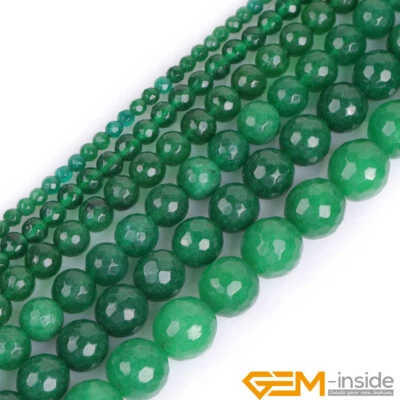 Cuentas redondas facetadas de jade verde para hacer joyas 15"6 mm 8 mm 10 mm 12 mm 14 mm 16 mm Foto 1 de 4