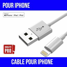 CABLE POUR IPHONE X 8 7 6 5 S SE PLUS IPOD IPAD CHARGEUR USB RENFORCÉ BLANC 1M