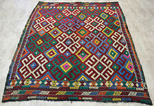 5x6 Rug. Turkish Kilim Rug Hand Braided Wool Anatolia Antique Area Rug 61" x 68"