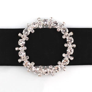 Crystal Silver Rhinestone Belt Slide Buckle Women Costume Decor DIY Replacement - Picture 1 of 11