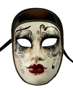 Mask from Venice Pierrot IN Paper Mache - Style Retro - Top Range - #950 - Picture 1 of 5