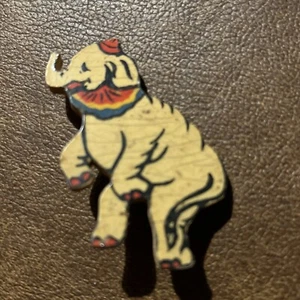 Spilla elefante repubblicano vintage in legno - Foto 1 di 9