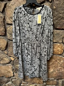 MICHAEL KORS Black & Metallic Silver Party Dress Plus 1X,3X NWT$165 WF2819T6YM - Picture 1 of 5