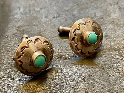 Gemelos de ley y turquesa, años 40-50, muy bien estampados, reliquia/coleccionable Foto 1 de 4