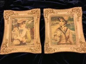 Pictures of Victorian Ladies in Cream Whitewash Ornate Frame 10" x 8" (Set of 2) - Picture 1 of 3