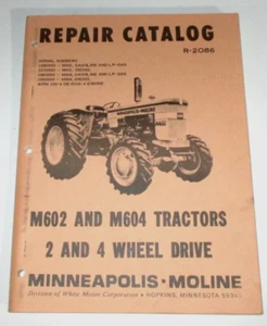 Minneapolis Moline M602 M604 Tractor Parts Catalog Manual Book ORIGINAL! R-2086 - Picture 1 of 4