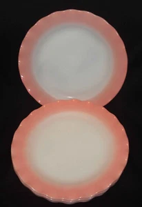 4 Vntg Hazel Atlas Crinoline Pink Milk Glass Ripple 8 7/8” Dinner Lunch Plates - Picture 1 of 3