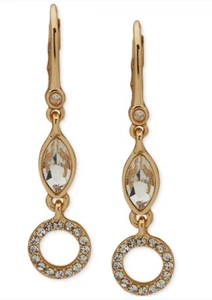 DKNY goldfarbene Navette Kristall & Pavé Kreis Ohrhänger - Bild 1 von 3
