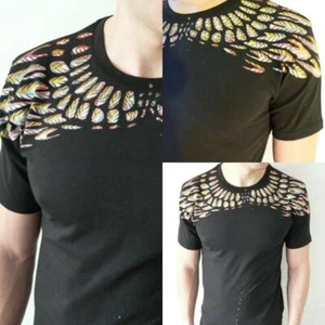 Black Hand made ONE OF A KIND painted Men's cotton t-shirt Sz L - Picture 1 of 4