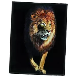 Lion Blanket Animal Print Soft Warm Fleece Throw for Couch Sofa Bed, 50" x 60" - Picture 1 of 7