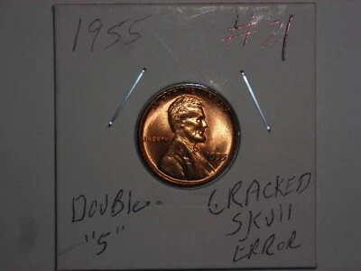 wheat penny 1955 CRACKED SKULL & CUD ERROR RED BU 1955-P UNC LINCOLN CENT LOT #4 - Image 1 of 4