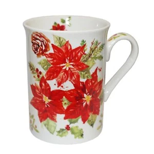 Christmas Mug Fine China Tableware Gift Wrapping - Poinsettia - Picture 1 of 6
