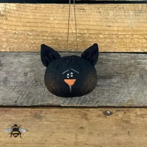 Halloween Cat Ornament- Honey & Me Salvage Fall Kitten Fabric Country Decor - Picture 1 of 1