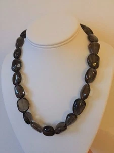 Genuine Polished Organic Smoky Quartz Nugget Silver Necklace 20 Inches - Picture 1 of 3