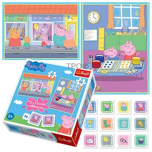 Trefl 2 In 1 30 + 48 & Memo Peppa Pig Daddy House Fun Play Shops Jigsaw Puzzle - Picture 1 of 5