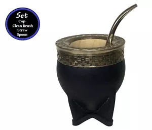 Tazza Mate - Mate Imperial Argentino - Cuero (Blu) Vaqueta Premium con cannuccia - Foto 1 di 8