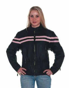 Women's Racer Jacket Black With Pink Stripes  XL 2X - Picture 1 of 1