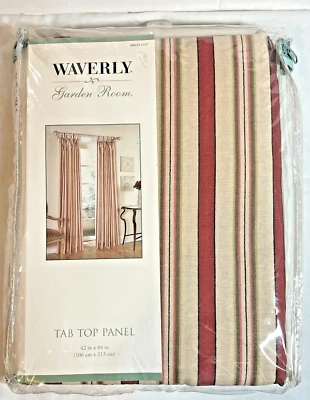 Waverly сад комнаты общего магазина полоски вкладка верхняя панель красный бежевый 42 x 84 новый - Изображение 1 из 4