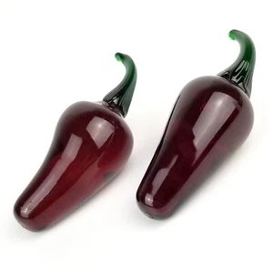 Handarbeit 2 Kunstglas Red Hot Chili Peppers durchscheinende Figuren Briefbeschwerer - Bild 1 von 10